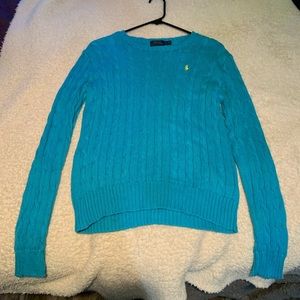 light blue polo sweater